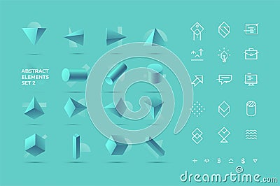 Abstract Realistic 3D Objects and Icons Vector Illustration