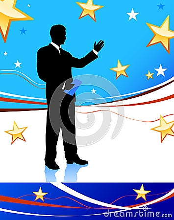 Businessman on Abstract United States Background Stock Photo