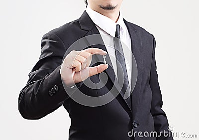 Businessman acting display problem of business very little Stock Photo