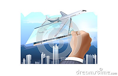 Businessman with air tickets Stock Photo