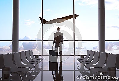 Businessman in airport Stock Photo