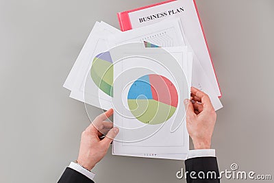 Businessman analysing data statistics. Stock Photo