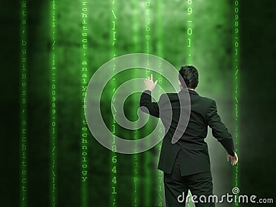 Businessman analysing source code Stock Photo