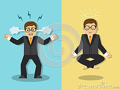 The businessman is angry and meditates Vector Illustration