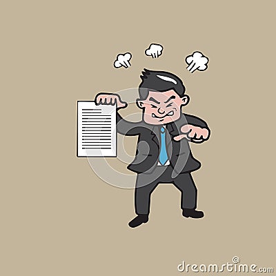 Businessman angry and pointing cartoon Vector Illustration