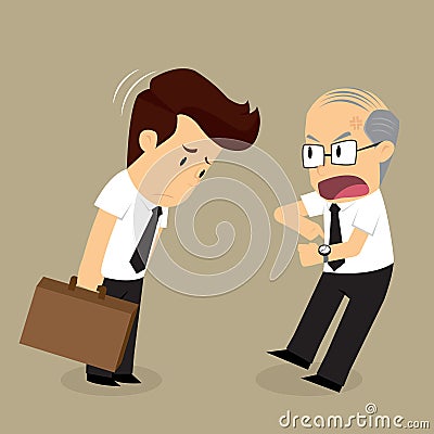 Businessman arrive late ,boss complain Vector Illustration