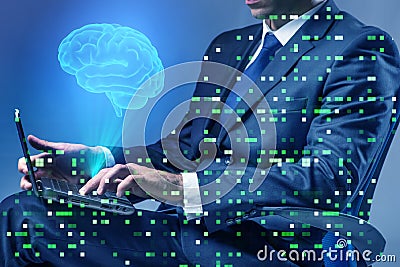 The businessman in artificial intelligence concept Stock Photo