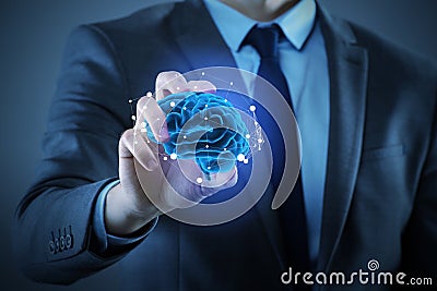 The businessman in artificial intelligence concept Stock Photo