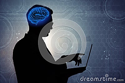 The businessman in artificial intelligence concept Stock Photo