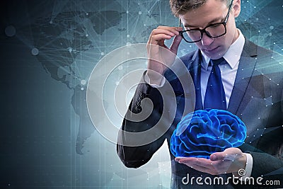 The businessman in artificial intelligence concept Stock Photo