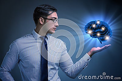 The businessman in artificial intelligence concept Stock Photo