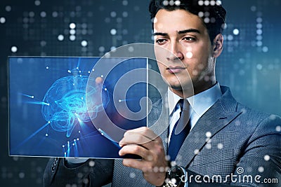 The businessman in artificial intelligence concept Stock Photo