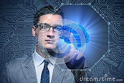 The businessman in artificial intelligence concept Stock Photo