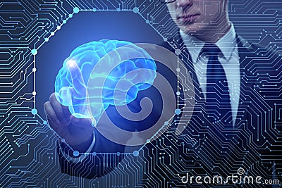 The businessman in artificial intelligence concept Stock Photo