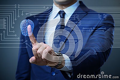 The businessman in artificial intelligence concept Stock Photo