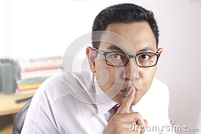Businessman Ask To Be Silenced Stock Photo