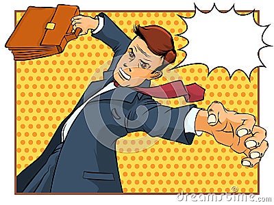 Businessman attacks. Retro style pop art Vector Illustration
