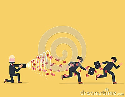 Businessman attracts money. business concept. Vector Illustration