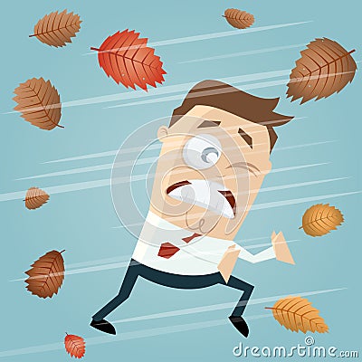 Businessman in autumn storm clipart Vector Illustration