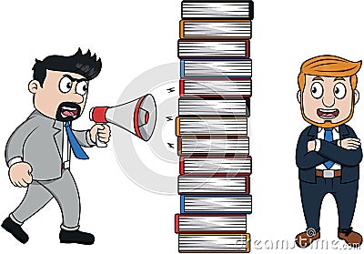 Businessman Avoiding From Scolding Boss Color Illustration Vector Illustration