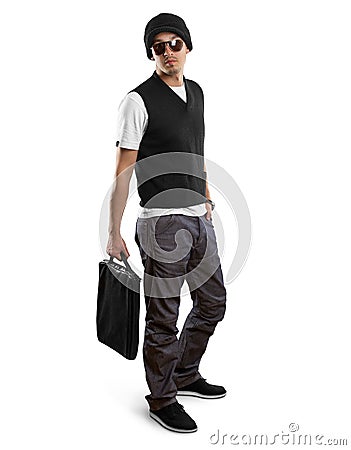 Businessman with bag Stock Photo