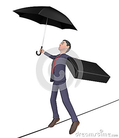 Businessman Balancing Shows Tightrope Walker And Balanced 3d Rendering Stock Photo