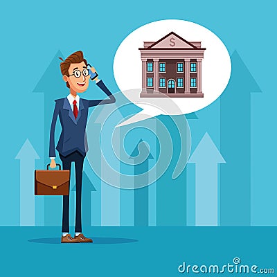 Businessman banker cartoon Vector Illustration