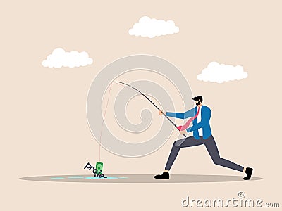 banknote bait attracts projects Creativity and business strategy as bait to attract opportunities Vector Illustration