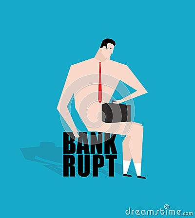 Businessman bankrupt, debtor. Sad businessman sitting on tax. Na Vector Illustration