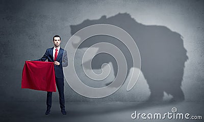 Businessman with bear shadow and toreador concept Stock Photo