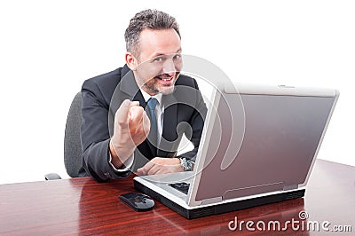 Businessman beckoning you to come here Stock Photo