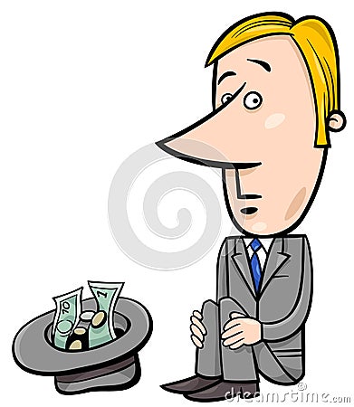 Businessman beggar cartoon Vector Illustration