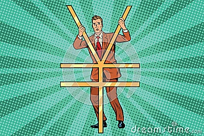 Businessman behind bars Ian money Vector Illustration