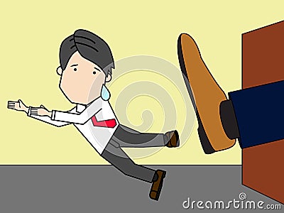 Businessman being kicked out of company Vector Illustration