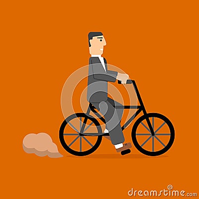 Businessman on bicycle. eco lifestyle. transportation Vector Illustration