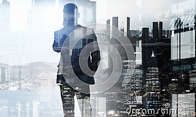 Businessman in big city Stock Photo