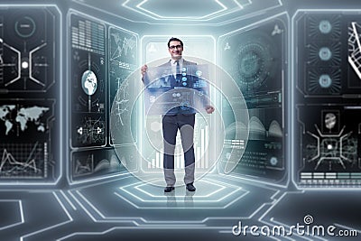 The businessman in big data management concept Stock Photo