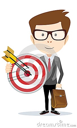 Businessman with a big target. Vector Illustration