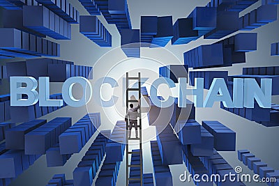 The businessman in blockchain cryptocurrency concept Stock Photo