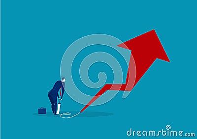 Businessman blowing arrow growth by air pump. concept.vector illustrator Vector Illustration