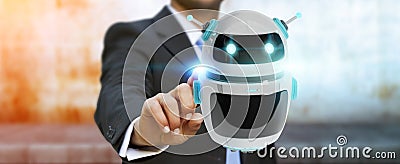 Businessman using digital chatbot robot application 3D rendering Stock Photo