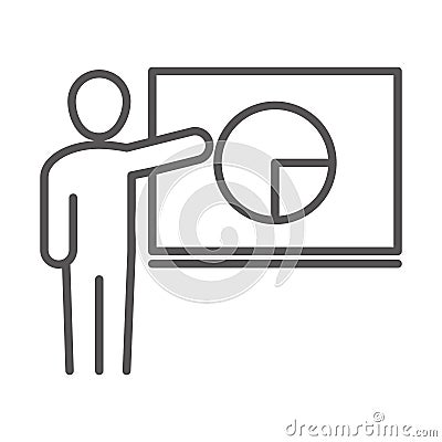 Businessman board presentation chart report, business work office, line icon design Vector Illustration