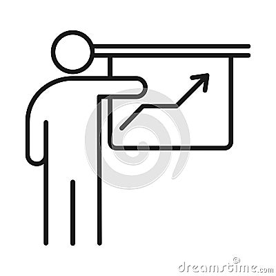 Businessman board presentation report business management developing successful line style icon Vector Illustration