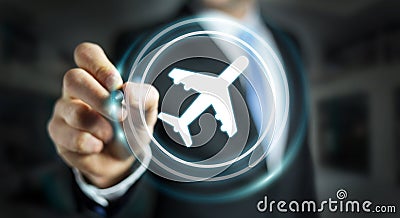 Businessman booking his flight with modern digital application 3 Stock Photo