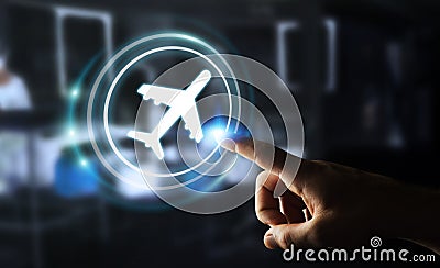 Businessman booking his flight with modern digital application 3 Stock Photo