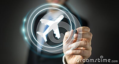 Businessman booking his flight with modern digital application 3 Stock Photo