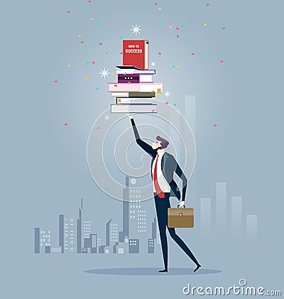Businessman and books. knowledge business education concept Vector Illustration