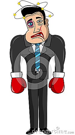 Businessman Boxer Injured Loser Isolated Vector Illustration