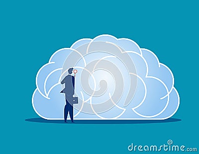 Businessman and brain searching. Concept business vector illustration. Vector Illustration