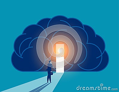 Businessman and brain searching. Concept business vector illustration. Vector Illustration